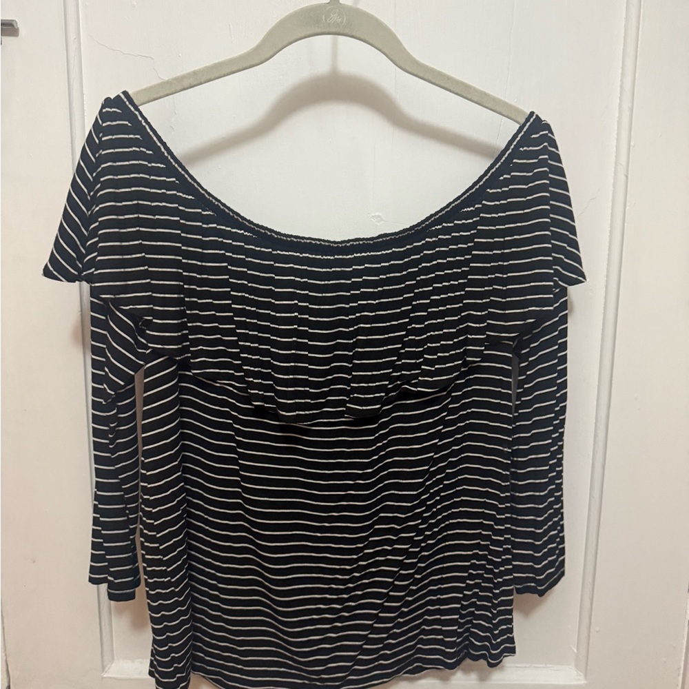 Striped Black and White Women's Top